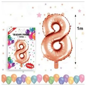 Balon din folie metalizata, 100 cm, rose gold, cifra 8