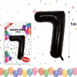 Balon din folie metalizata, 100 cm, negru, cifra 7