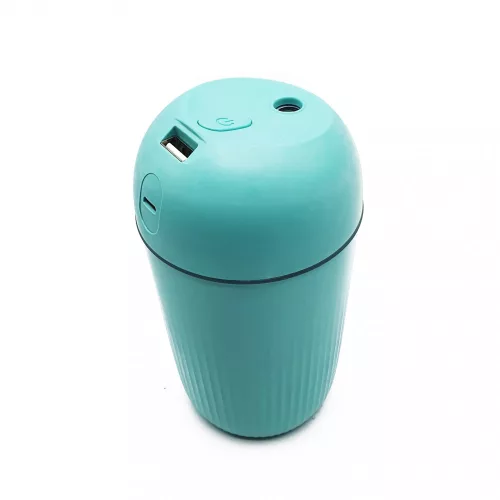 Umidificator si difuzor aromaterapie casa si auto, alimentare prin USB, purificator aer ultrasonic, 14 cm, turcoaz