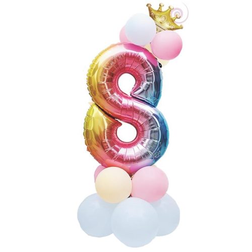 Set aranjament 14 baloane, cifra 8, multicolor