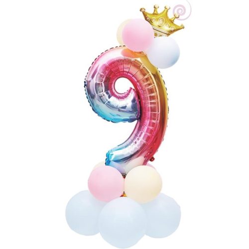 Set aranjament 14 baloane, cifra 9, multicolor