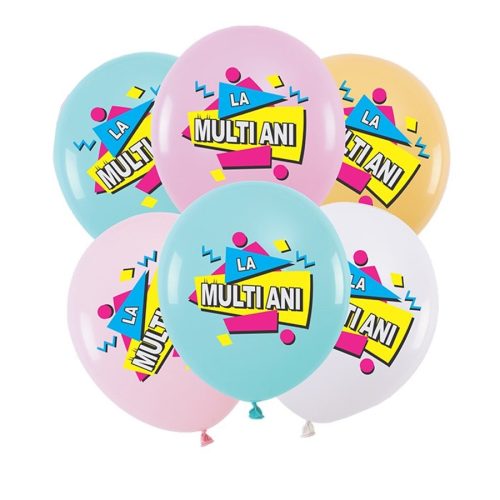 Set 6 baloane "La multi ani", diverse culori, 30 cm
