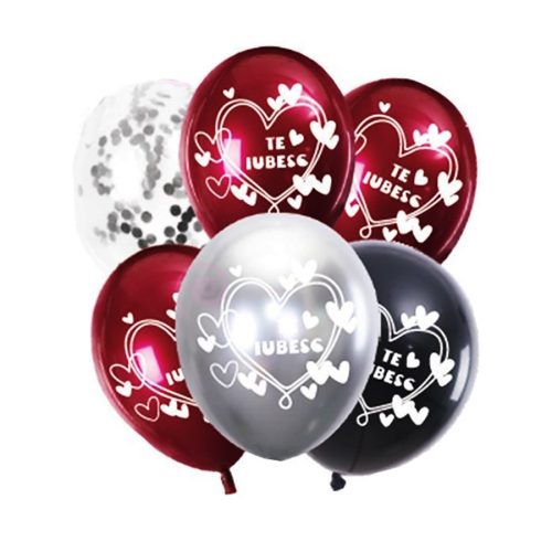 Set 6 baloane "Te iubesc", 30 cm, model 2