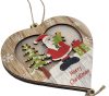 Decoratiune Craciun in forma de inima, model Mos Craciun, din lemn