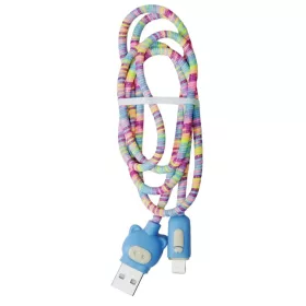   Cablu date si incarcare Lightning (iPhone), 1 metru, 3A, multicolor, capete albastre