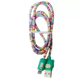   Cablu date si incarcare Lightning (iPhone), 1 metru, 3A, multicolor, capete verzi