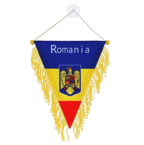 Fanion Romania, 20 x 16 cm, prindere cu ventuza