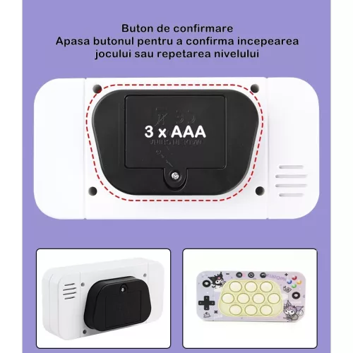 Jucarie interactiva Speed Push, joc de viteza apasare taste tip Pop-It, sunete si lumini, model elfi