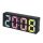 Ceas de masa digital LED DS-3806C, carcasa neagra si afisaj multicolor