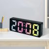 Ceas de masa digital LED DS-3806C, carcasa neagra si afisaj multicolor