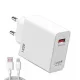 Incarcator casa fast charger 120W, 1 port USB, QC 5.0, cablu Type C 6A inclus, albe