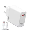 Incarcator casa fast charger 120W, 1 port USB, QC 5.0, cablu Lightning 6A inclus, alb