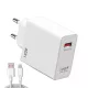Incarcator casa fast charger 120W, 1 port USB, QC 5.0, cablu Lightning 6A inclus, alb