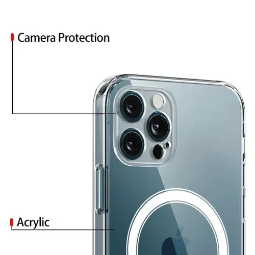 Husa de protectie pentru Apple iPhone 13 Pro Max, compatibila MagSafe, protectie camera, transparenta