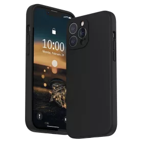   Husa Apple iPhone 13 Pro Max, Luxury Silicone, catifea in interior, protectie camere, negru