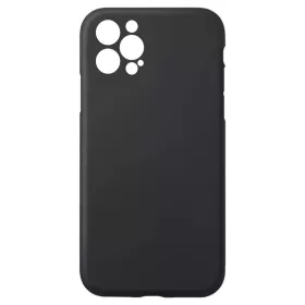   Husa Apple iPhone 12 Pro Max Luxury Silicone, catifea in interior, protectie camere, negru