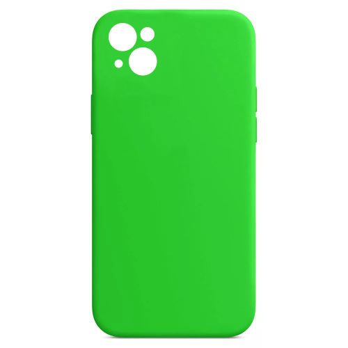 Husa Apple iPhone 14, Liquid Silicone, catifea in interior, protectie camere, verde neon