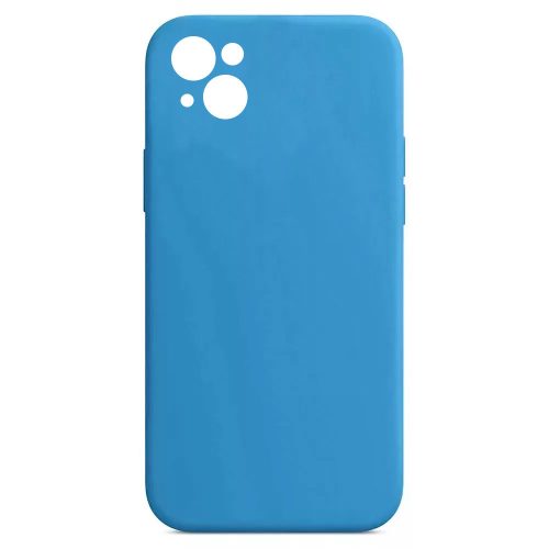 Husa Apple iPhone 14, Liquid Silicone, catifea in interior, protectie camere, albastru