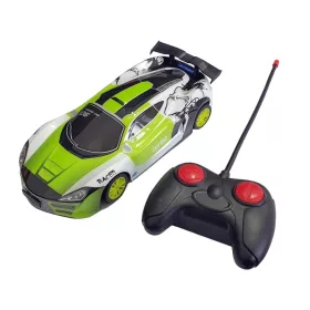   Jucarie masina cu telecomanda CARVICTOR 5, acumulatori cu incarcare USB, 1:28, alb/verde