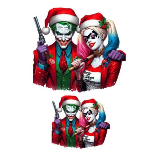 Stickere cu Joker and Harley Quinn, Christmas Edition, Vinyl / PP autoadeziva Glossy, 2 bucati
