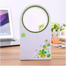   Mini ventilator portabil fara elice, alimentare USB sau baterii, alb/verde