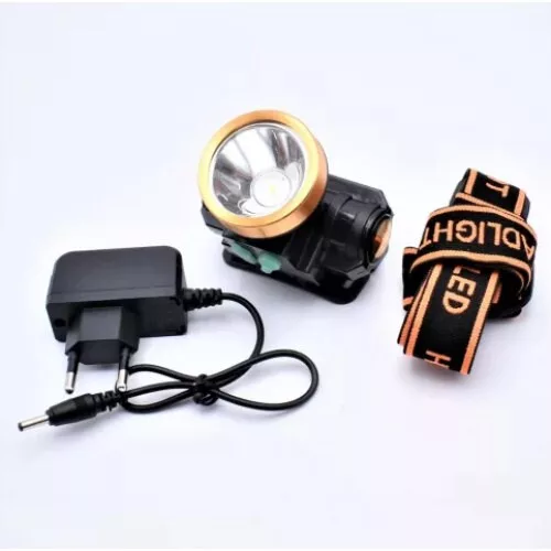 Lanterna LED de cap, 30W, acumulator intern, incarcator 220V inclus, negru/galben