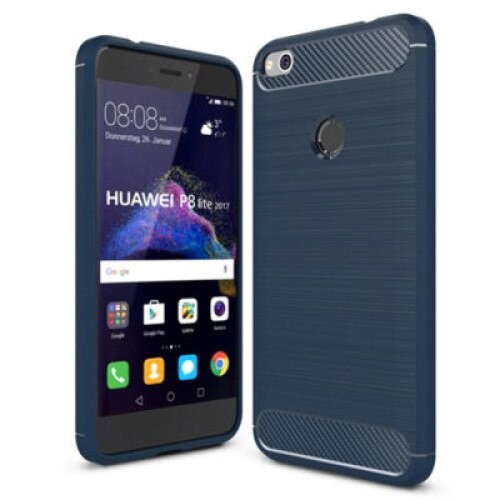 Husa de protectie Carbon Stripe pentru Huawei P8 Lite, silicon moale, albastru inchis