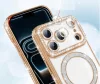 Husa Apple iPhone 17 Pro Max, Electroplating Bling Magsafe, protectie camera, margini rose gold