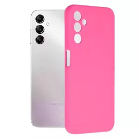  Husa Samsung Galaxy A14 5G, Luxury Silicone, catifea in interior, protectie camere, roz siclam