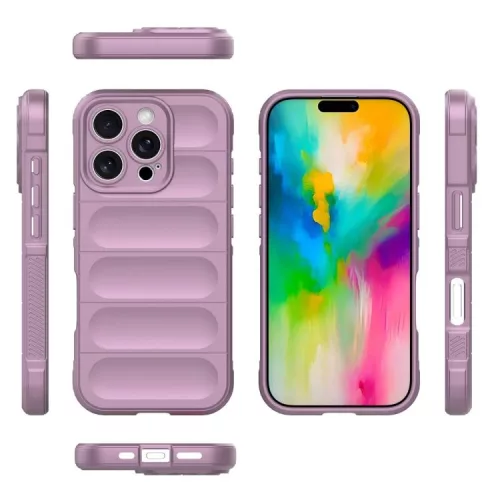 Husa Apple iPhone 15 Pro, Wave Silicone, protectie camera, catifea in interior, light purple