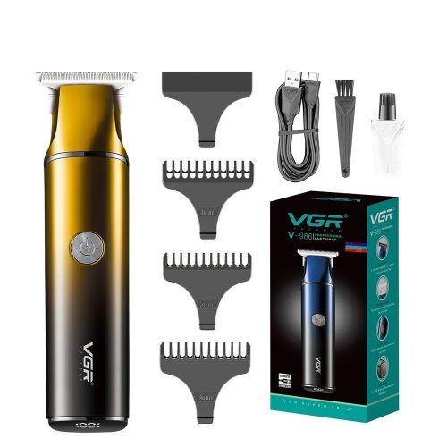 Aparat de tuns VGR V986, acumulator incorporat, afisaj LED, auriu
