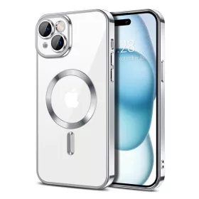   Husa Apple iPhone 16 Pro Max, Magsafe Electroplating TPU, protectie camera, margini argintii