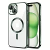 Husa Apple iPhone 15 Pro Max, Magsafe Electroplating TPU, protectie camera, margini verzi