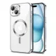 Husa Apple iPhone 14, Magsafe Electroplating TPU, protectie camera, margini argintii