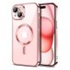 Husa Apple iPhone 14, Magsafe Electroplating TPU, protectie camera, margini rose gold