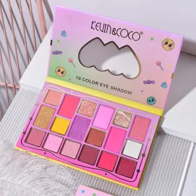   Paleta de machiaj KEVIN & COCO, Candy Star, fard de pleoape, 18 culori, 19.3 x 12 x 1.4 cm