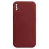 Husa Apple iPhone X/XS Luxury Silicone, catifea in interior, protectie camere, burgundy
