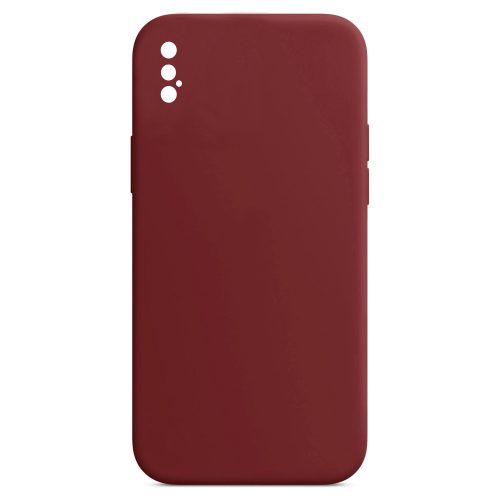 Husa Apple iPhone X/XS Luxury Silicone, catifea in interior, protectie camere, burgundy