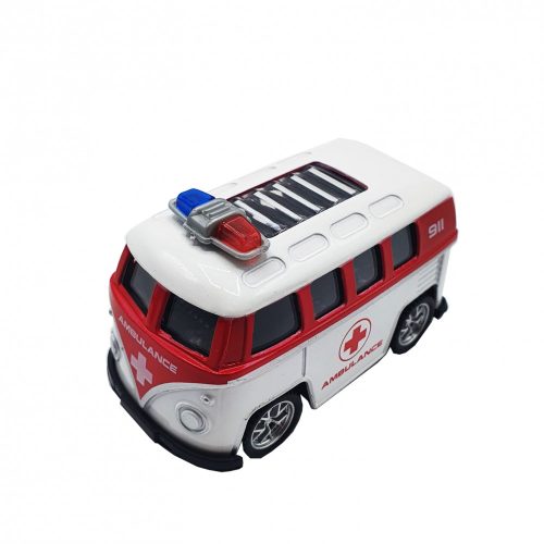 Autobuz de jucarie pentru copii, carcasa metalica, functie pullback