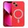 Husa Apple iPhone 13 Pro, Magsafe Silicone, protectie camera, microfibra, rosie