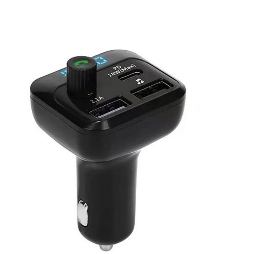 Modulator FM Bluetooth M24, incarcator auto 2 porturi USB + 1 port PD 18W, 5V/3.1A, ecran LED, negru
