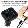Modulator FM Bluetooth M24, incarcator auto 2 porturi USB + 1 port PD 18W, 5V/3.1A, ecran LED, negru