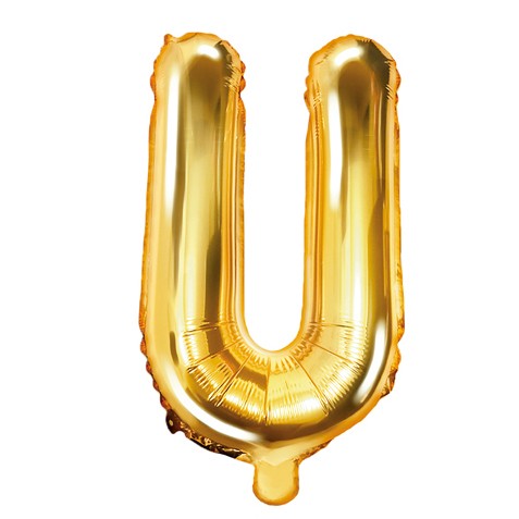 Balon din folie metalizata, 35 cm, auriu, litera U