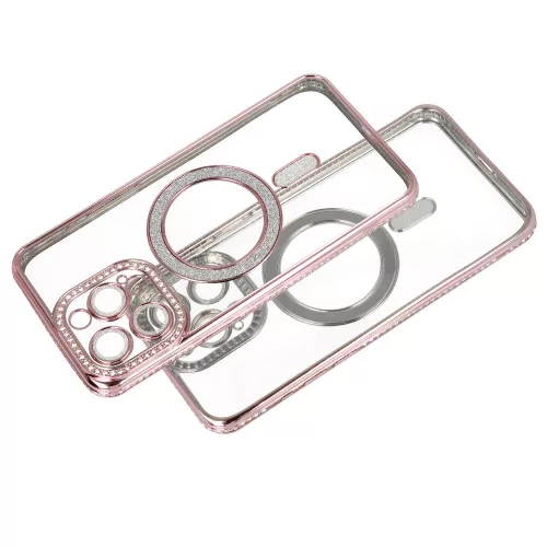 Husa Samsung Galaxy A16, Electroplating Bling Magsafe, protectie camera, rose gold