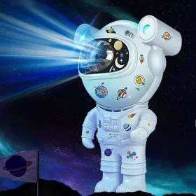   Astronaut cu proiector luna si stele, lampa de veghe copii, boxa bluetooth, telecomanda, alimentare Type-C