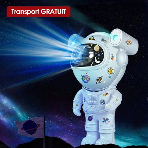 Astronaut cu proiector luna si stele, lampa de veghe copii, boxa bluetooth, telecomanda, alimentare Type-C 