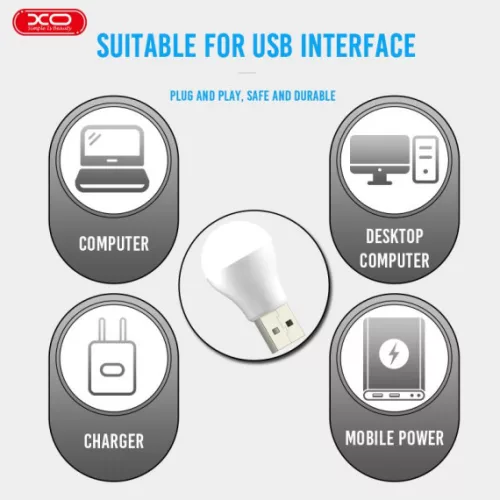 Mini bec XO Y1, conectare USB-A, 45 x 25 mm, 1W, lumina rece