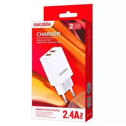 Incarcator casa KAKUSIGA KSC-787,  18W, 2.4A, 2 x USB-A, alb