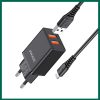 Set incarcator casa + cablu Lightning, JOKADE JB024, 2 porturi USB, 3A max, negre