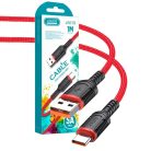 Cablu de date si incarcare JOKADE JA019, USB to Type C, 1 metru, 5A max, negru/rosu